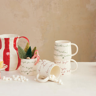 16 oz. Stoneware Mug with Holiday Saying, Cream Color, 4 Styles