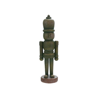 4"L x 3-1/2"W x 13-1/4"H Resin Soldier, Wood Finish, Green