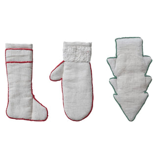 Woven & Linen Stocking/Mitten/Tree Shaped Pot Handle Cover, 3 Styles