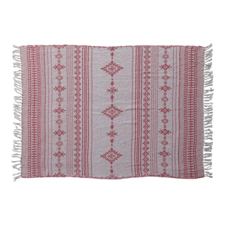 Woven Recycled Blend Throw with Fair Isle Sweater Pattern & Fringe