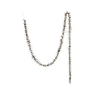 72"L x 1"H Faux Boxwood Garland with Glitter, Champagne Finish