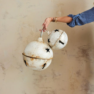 Metal Bell Ornament w / Star Cut-Outs , Distressed, Small
