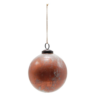 4 " Rnd Glass Ball Ornament , Marbled Cream