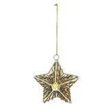 4"H Metal & Glass Beaded Star Ornament, Gold & Silver Finish