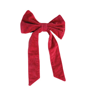 CREATIVE CO-OP Cotton Velvet Clip-on Bow, Red