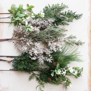 CREATIVE CO-OP Faux Juniper Branch, Brown and Snow Finish