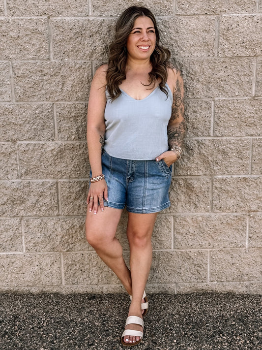 Your Fave Flowy Tank Top - Chambray - The Farmhouse