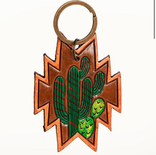 Aztec Desert Leather Keychain - The Farmhouse