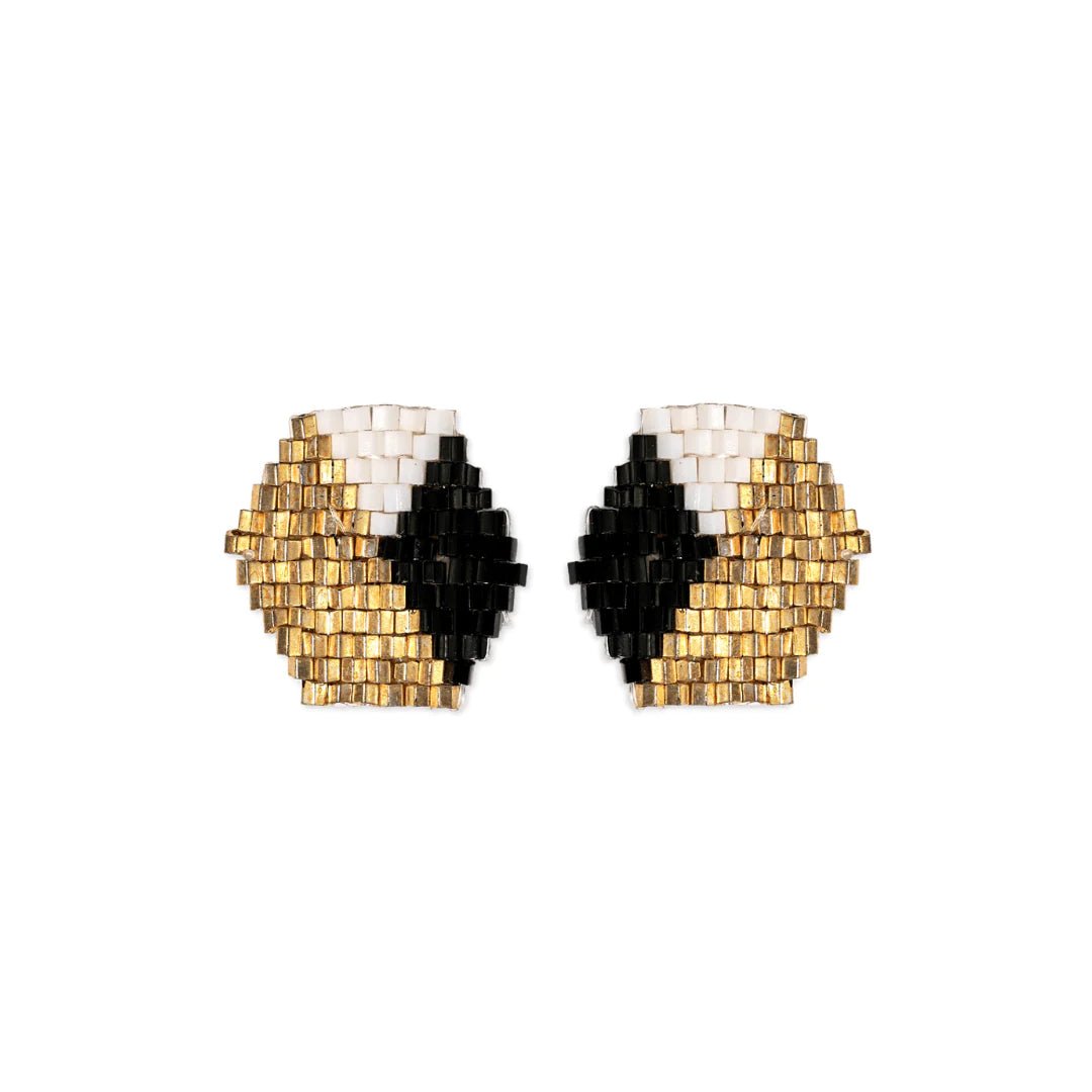 Casey Hexagon Post Beaded Earrings Black - The Farmhouse AZ
