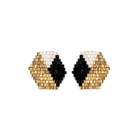 Casey Hexagon Post Beaded Earrings Black - The Farmhouse AZ