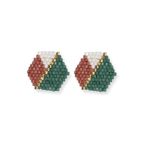 Casey Hexagon Post Beaded Earrings Desert - The Farmhouse AZ