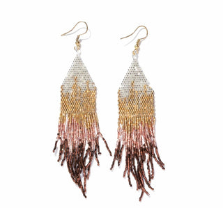 Claire Ombre Beaded Fringe Earrings Mixed Metallic - The Farmhouse AZ