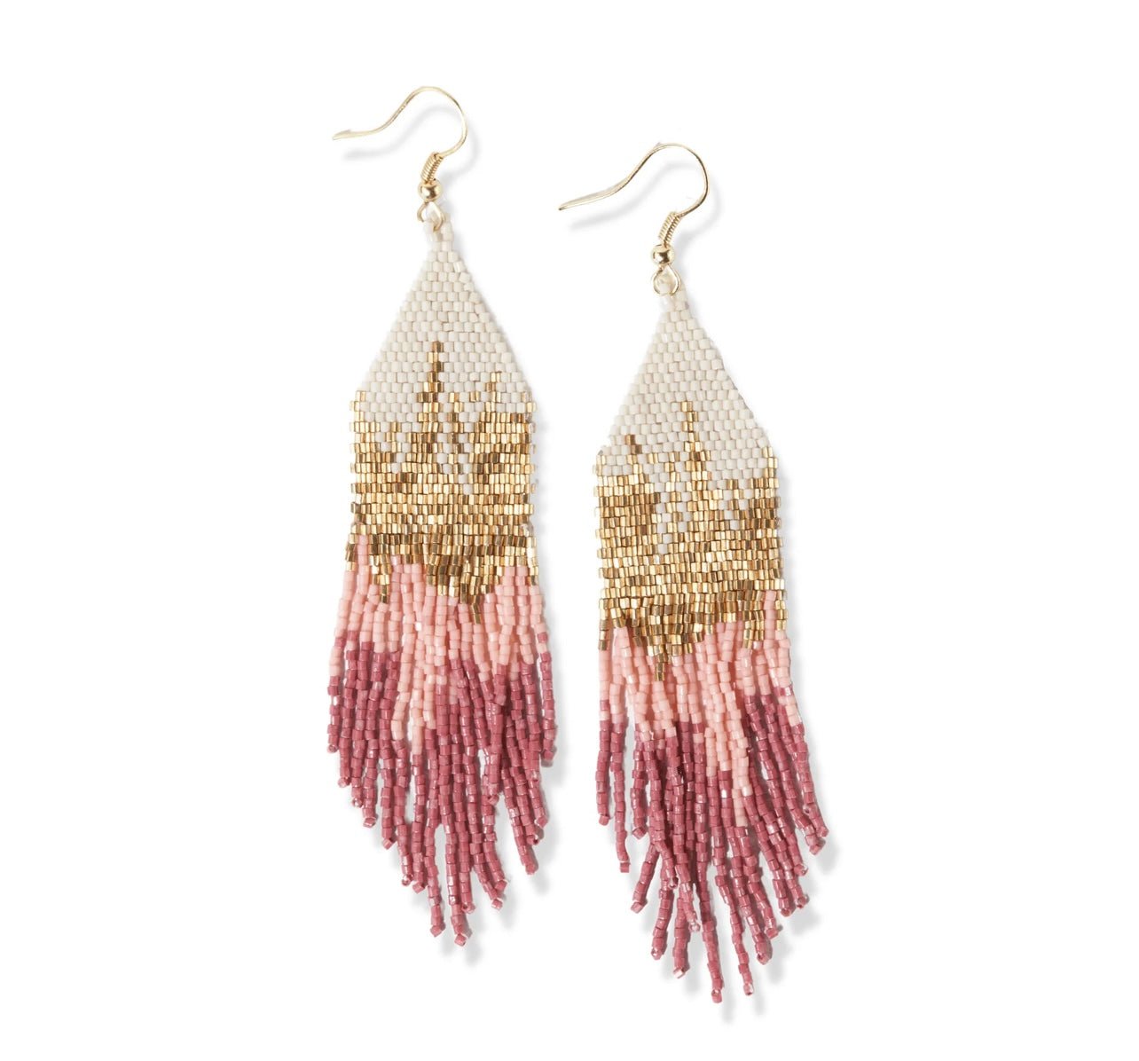 Claire Ombre Beaded Fringe Earrings Pink - The Farmhouse AZ