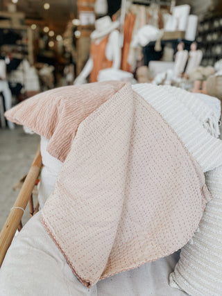 Cotton Velvet Throw Blanket - Blush - The Farmhouse