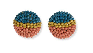 Elizabeth Striped Beaded Post Earrings Peacock - 290 Jewelry - The Farmhouse