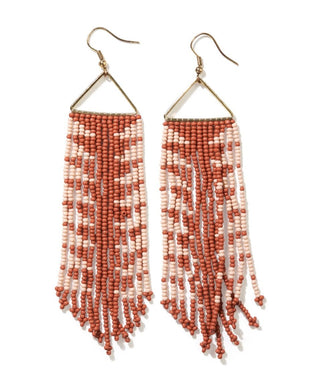 Emilie Arrow Beaded Fringe Earrings Rust - The Farmhouse AZ