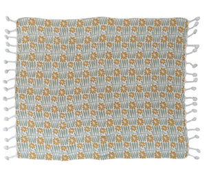 Flower Printed Pom Throw - The Farmhouse