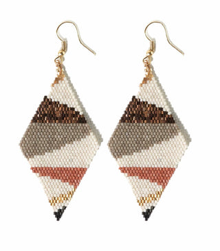 Frida Angled Stripes Beaded Earrings Mixed Metallic - The Farmhouse AZ