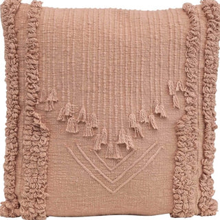 Fringe Embroidered Pillow - Pink - The Farmhouse