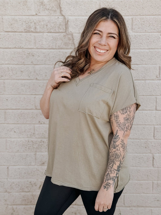 Harper Oversized Top - Olive - The Farmhouse