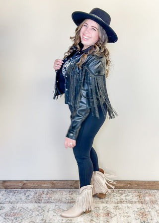 Long Live Cowgirls Fringe Jacket - Black - The Farmhouse