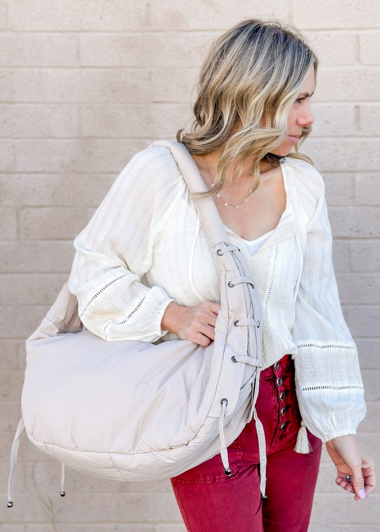 Melrose Puffer Tote - Ivory - The Farmhouse