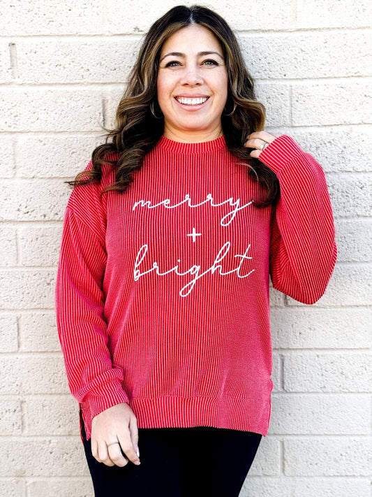 Merry + Bright Ribbed Pullover - The Farmhouse