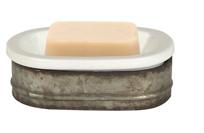 Metal and Stonware Soap Dish - The Farmhouse AZ