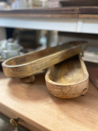 Natural Mango Wood Footed Tray - The Farmhouse