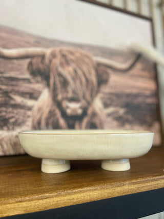 Oval Stoneware Platter W/ Feet - The Farmhouse