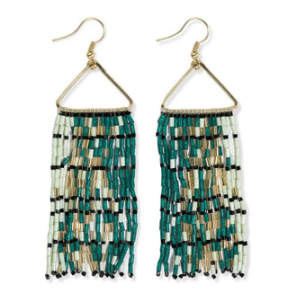 Patricia Mixed Luxe Bead Gradient Fringe Earrings Emerald - The Farmhouse AZ