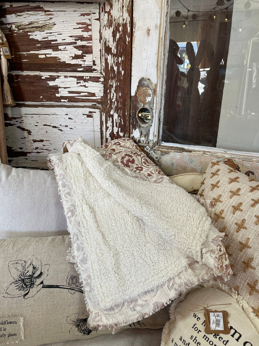 Patterned Cotton Sherpa Blanket - The Farmhouse