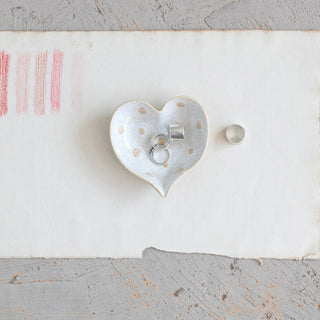 Polka Dot Stoneware Heart Dish - The Farmhouse