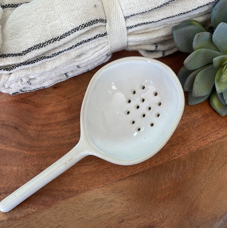 Round Stoneware Strainer Spoon - The Farmhouse AZ