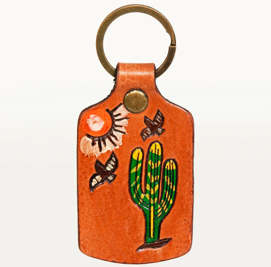 Saguaro Sunshine Leather Keychain - The Farmhouse
