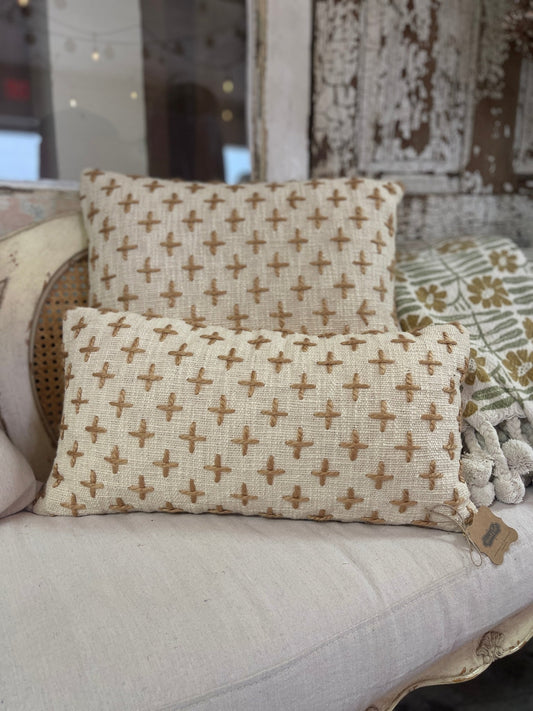 Square Cross Embroidered Pillow - The Farmhouse