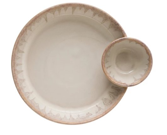 Stoneware Chip and Dip Dish - The Farmhouse