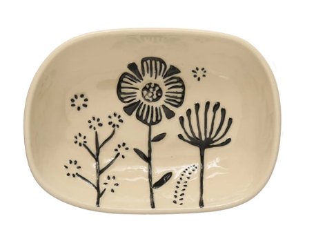 Stoneware Floral Dipping Dish - The Farmhouse