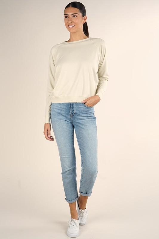Terry Distressed Pullover - Bone - The Farmhouse
