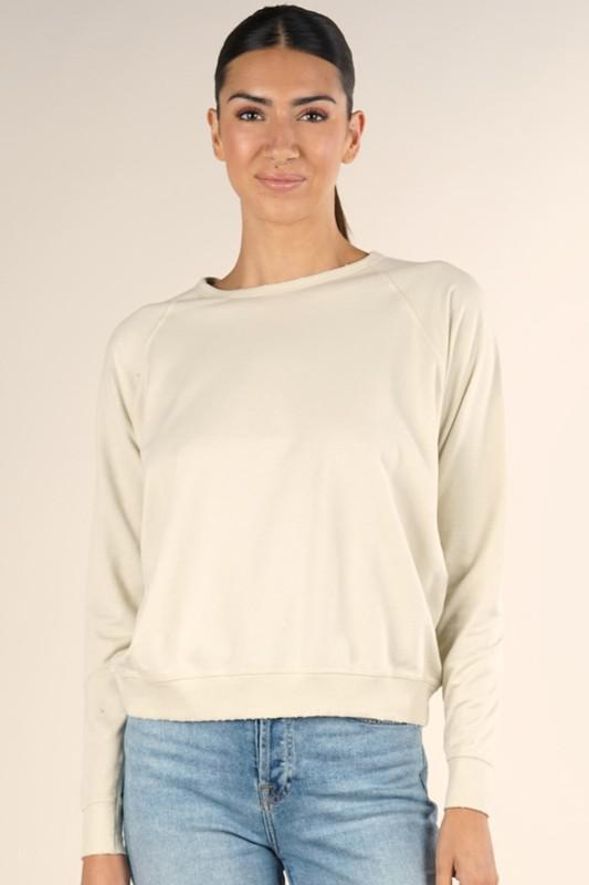 Terry Distressed Pullover - Bone - The Farmhouse