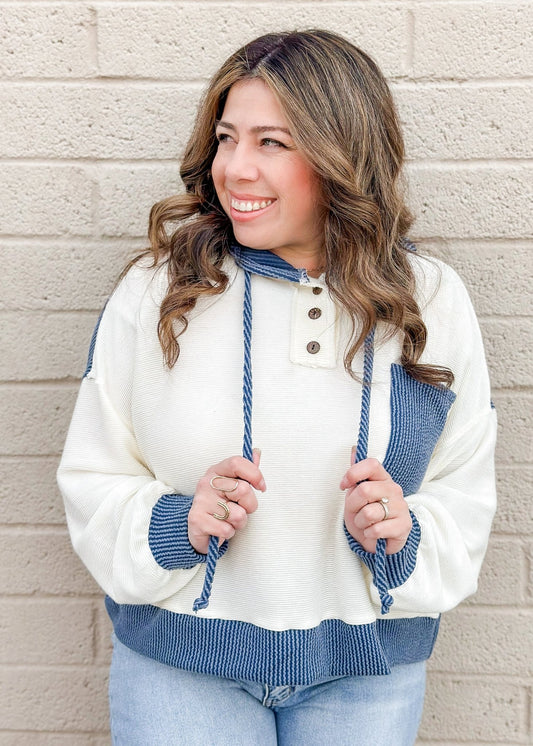 The Yale Hooded Pullover - Navy/Ivory - The Farmhouse