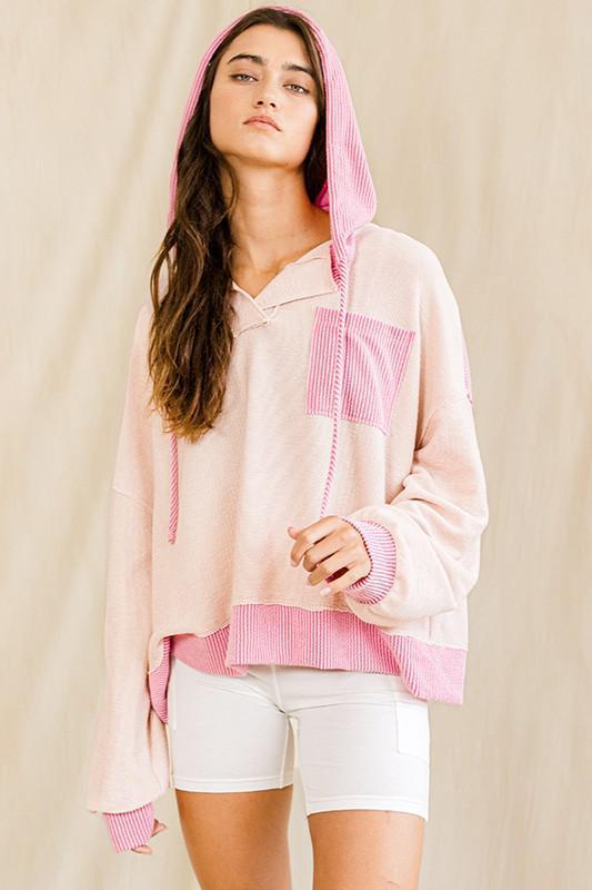 The Yale Hooded Pullover - Pink/Blush - The Farmhouse